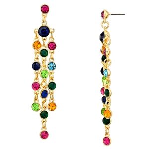 BIG SALE❣️AQUA MULTI COLORED GEMS DROP EARRINGS